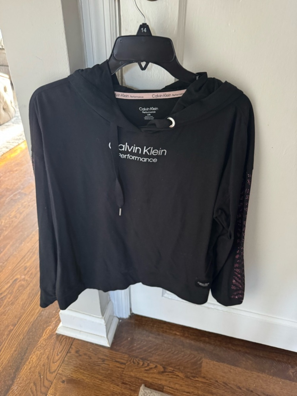 Calvin Klein Exercise Hoodie Women's Black Performance Hoodie with Pink Accent